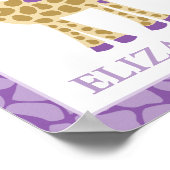 ジャングルジラフパープルガールカスタムネームプリント ポスター (角)