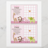 ジャングルジルの女の子の動物"ベビーシャワービンゴシート (正面)