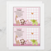ジャングルジルの女の子の動物"ベビーシャワービンゴシート (正面/裏面)