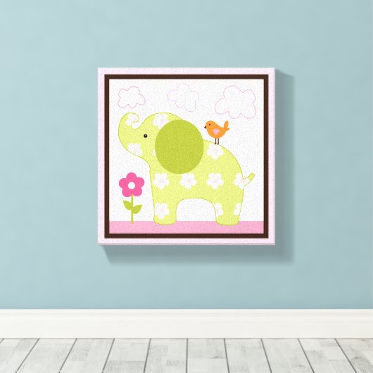 ジャングルジル象ガールアニマルズキャンバス印刷 キャンバスプリント (インサイチュ (ウッドフロア))