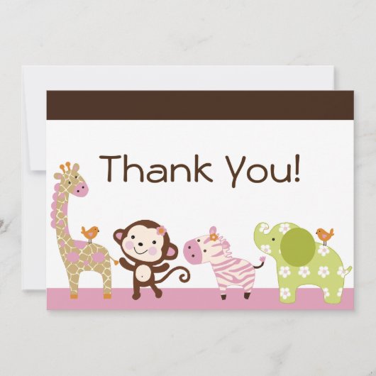 ジャングルジル/かわいい動物サンキューカード サンキューカード (正面)