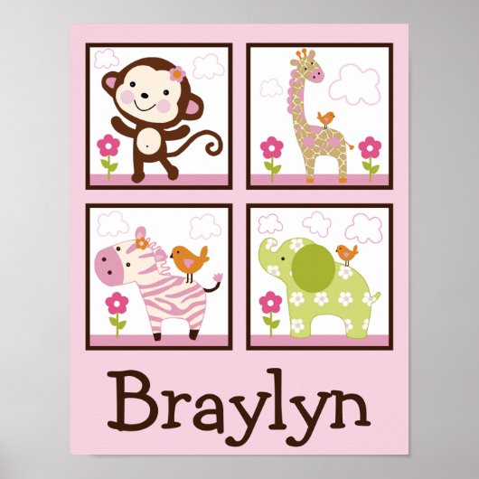 ジャングルジル/ガールアニマルパーソナライズされたトアートポスター ポスター (正面)