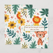 ジャングルスタイルの子供の誕生日 サンキューカード (正面/裏面)