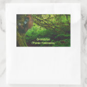 ジャングルステッ遊カーに可愛いオランウータン 長方形シール (バッグ)