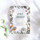 ジャングルストーリーブックイラストレーションボーイベビーシャワー 招待状