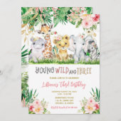 ジャングルスリーガールバースデーパーティー 招待状 (正面/裏面)