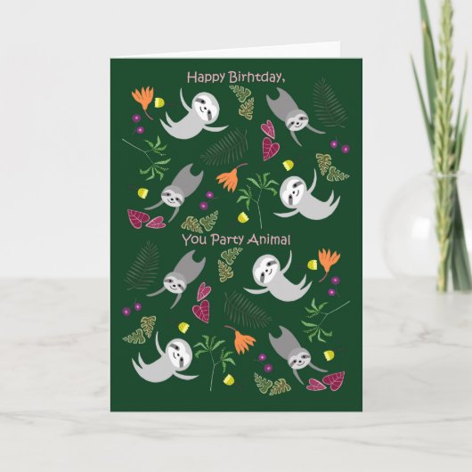 ジャングルスロッスダンスパーティー動物おもしろい誕生日 カード (正面)