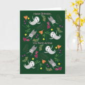 ジャングルスロッスダンスパーティー動物おもしろい誕生日 カード (黄色い花)