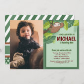 ジャングルスロースの誕生日写真招待状 招待状 (正面/裏面)