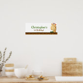 ジャングルズーキリンパーソナライズされた誕生日バナー ポスター (キッチン)