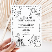 ジャングルズーサファリアニマルズ子供の誕生日 招待状