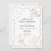 ジャングルズーサファリアニマルズ誕生日 招待状 (正面)