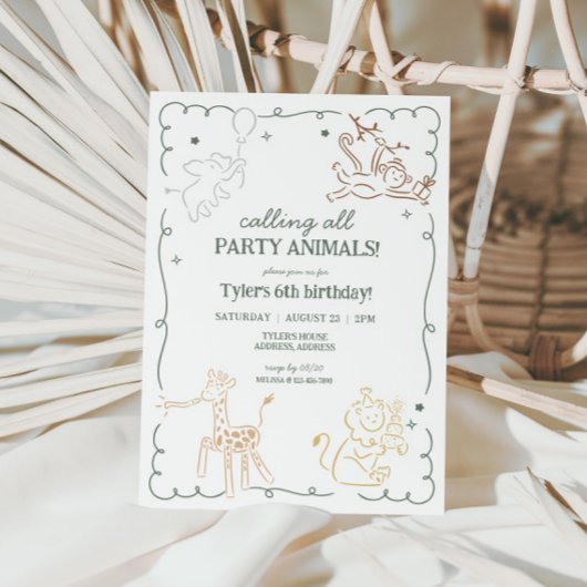 ジャングルズーサファリアニマルズ誕生日 招待状