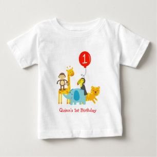 ジャングルズーサファリアニマルズ誕生日Tシャツ ベビーTシャツ