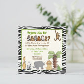 ジャングルゼブラサファリ子供の誕生日パーティー 招待状 (スタンド正面)