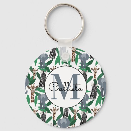 ジャングルゼブラゾウGiraffe Safari動物 キーホルダー (正面)