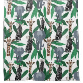 ジャングルゼブラゾウGiraffe Safari動物 シャワーカーテン (正面)