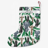 ジャングルゼブラゾウGiraffe Safari動物 スモールクリスマスストッキング (裏面)
