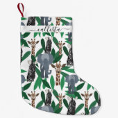 ジャングルゼブラゾウGiraffe Safari動物 スモールクリスマスストッキング (正面)