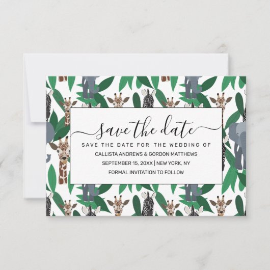 ジャングルゼブラゾウGiraffe Safari動物 セーブザデート (正面)