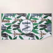 ジャングルゼブラゾウGiraffe Safari動物 ビーチタオル (正面)