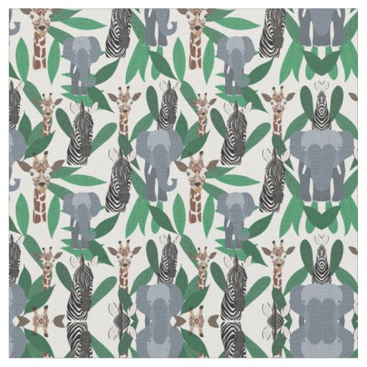 ジャングルゼブラゾウGiraffe Safari動物 ファブリック (クローズアップ)