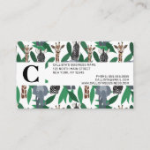 ジャングルゼブラゾウGiraffe Safari動物 名刺 (裏面)