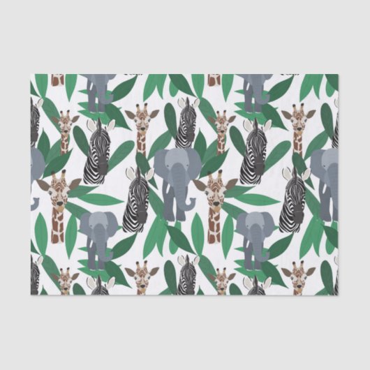 ジャングルゼブラゾウGiraffe Safari動物 薄葉紙 (正面)