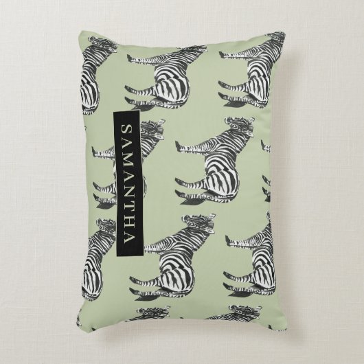ジャングルゼブラワイルドパターンパーソナライズされた&名前 アクセントクッション (正面(垂直))