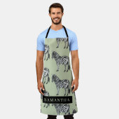 ジャングルゼブラワイルドパターンパーソナライズされた&名前 エプロン (着用した状態)