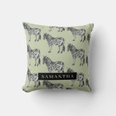 ジャングルゼブラワイルドパターンパーソナライズされた&名前 クッション (正面)