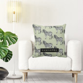 ジャングルゼブラワイルドパターンパーソナライズされた&名前 クッション