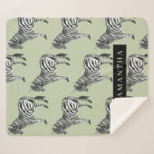 ジャングルゼブラワイルドパターンパーソナライズされた&名前 シェルパブランケット (正面(横))