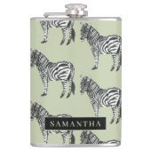 ジャングルゼブラワイルドパターンパーソナライズされた&名前 フラスク (正面)