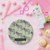 ジャングルゼブラワイルドパターンパーソナライズされた&名前 ペーパープレート (パーティー)