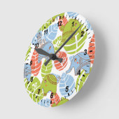 ジャングルゾウカラフルズ ラウンド壁時計 (傾斜)