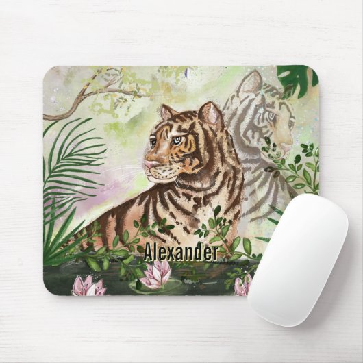 ジャングルタイガーとスイリパーソナライズされた マウスパッド (マウス)