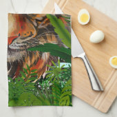 ジャングルタイガーキッチンタオル | タイガーカラフル・アート キッチンタオル (四つ折り)