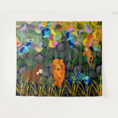 ジャングルタイガーサンベアーピーコックモンキーインディアンローラー タペストリー (正面(横))