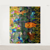 ジャングルタイガーサンベアーピーコックモンキーインディアンローラー タペストリー (正面)