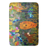 ジャングルタイガーサンベアーピーコックモンキーインディアンローラー バスマット (正面縦)