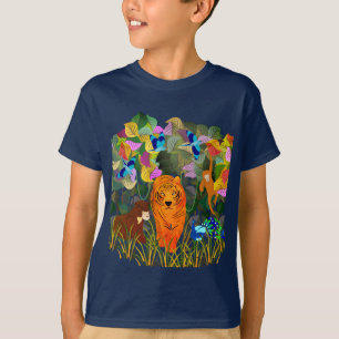 ジャングルタイガーサンベアーピーコックモンキーインディアンローラー Tシャツ