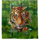 ジャングルタイガーシャワーカーテン | Green Tiger Art シャワーカーテン (正面)