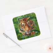 ジャングルタイガーステッカー カラフル| Tiger Art スクエアシール (封筒)