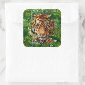 ジャングルタイガーステッカー カラフル| Tiger Art スクエアシール (バッグ)