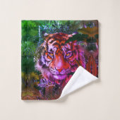 ジャングルタイガーバスタオルセットカラフル- Tiger Art バスタオルセット (ウォッシュタオル)