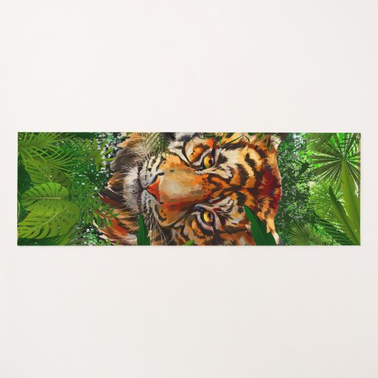 ジャングルタイガーヨガマット | Tigerカラフルスケッチ ヨガマット (正面(横))