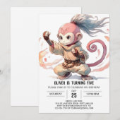 ジャングルチャイルドモンキー誕生日 招待状 (正面/裏面)