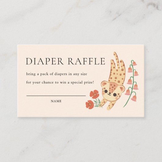 ジャングルチータサファリワイルドアニマルオムツラッフル エンクロージャーカード (正面)