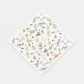 ジャングルツリーパターンの野生動物 スタンダードランチョンナプキン (角)